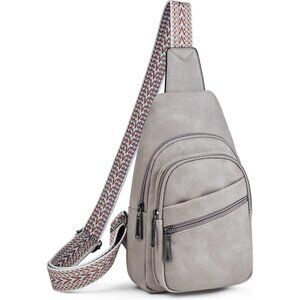 💫 Women Grey Crossbody Bag Sling Travel Shopping Leather Fanny Packs Chest Bag